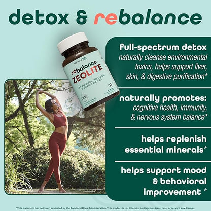 Enhanced Total Body Zeolite Detox - Liver Cleanse Detox & Toxin Binder w/Zeolite Clinoptilolite, Chlorella, Milk Thistle & Minerals, Gut Health & Immune Support for Adults, Vegan Capsules, 60ct