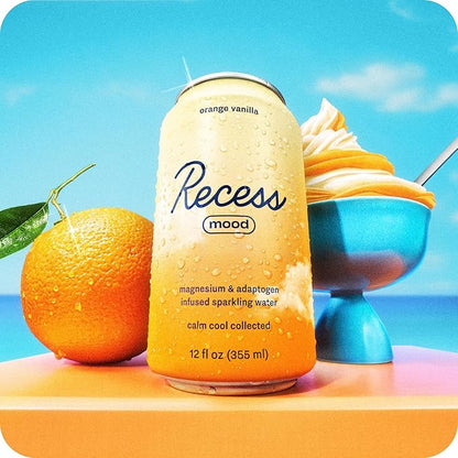 Recess Mood Magnesium Supplement Drink Calming Beverage, 12 Ounce (Orange Vanilla, 12 Pack)