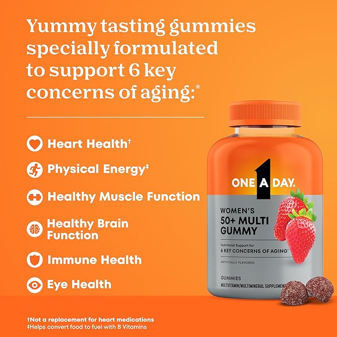 One A Day Multivitamin for Women 50 and Over, Women's Multivitamin Gummy 50 plus for Immune Support, Eye Health & Healthy Brain Function, Gummy Vitamins for Women 50 plus, 110 Ct (Packaging May Vary)