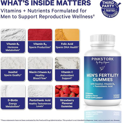 Blue Stork Fertility Supplement Gummies for Men - Male Prenatal Vitamins, Conception Support for Him - Reproductive Health, Hormonal Balance & Motility - 90 Count