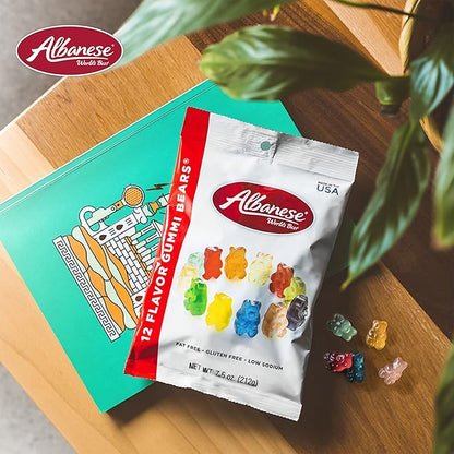 Albanese Candy, 12 Flavor Gummi Bears, 7.5-Ounce Bag, Pack of 12