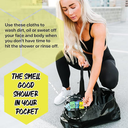 The Klean Freak Body Wipes - 12 count Individually Wrapped | Showerless Body Wipe for Women & Men | Sustainable Bodywipes for Gym, Travel, Camping | Citrus