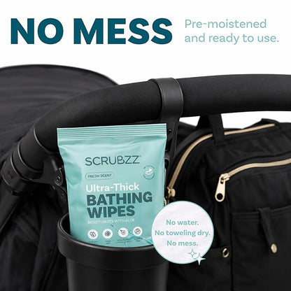 Extra Large Bath Wipes for Adults No Rinse - 80 Disposable Body Cleansing Cloths for Men, Women & Elderly - Great for Gym, Camping, Post Surgery