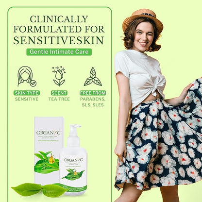 Organic Intimate Wash with Tea Tree Oils & Leaf Extracts, Gentle Cleansing Feminine Wash for Women with Sensitive Skin, Soothing pH Balance Feminine Wash, 8.5 fl oz, Pack of 2