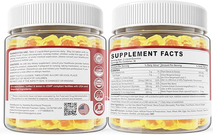 Red Yeast Rice Gummies 2400MG with CoQ10, Suagr Free Balanced Chṏlesterṏl Supplements Plus Citrus Bergamot, Plant Sterols & Stanols Supports Vḁsculḁr Health, Energy, Immunity for Age 50+,Vegan,60 Cts