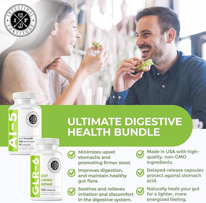 Intestinal Fortitude AI-5 & GLR-6 Digestive Health Supplement Bundle w/Glutamine, Turmeric, Curcumin for Gut Health Capsule Supplement & Support Digestive Health, Non-GMO, Dairy Free - 30-Day Supply