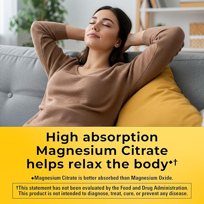 Nature Made High Absorption Magnesium Citrate 200 mg per serving, Magnesium Supplement for Muscle, Nerve, Bone and Heart Support, 60 Magnesium Gummies, 30 Day Supply