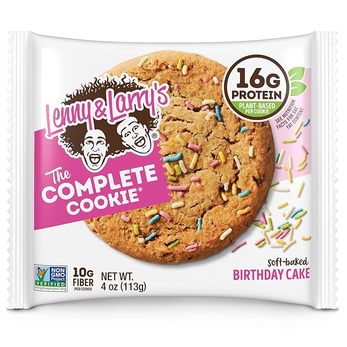 Lenny & Larry's Complete Protein Cookie,[Birthday Cake],Chewy Soft Baked,16g Plant Protein,Vegan,Non-GMO,High Fiber,[4 Ounce] Cookie,(Pack of 24)