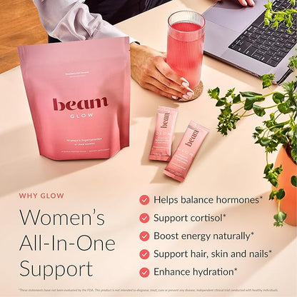 Beam Glow, Hormone Balance for Women, Cortisol Support for Women, Thyroid Support Powder with Selenium, Bromelain and Chasteberry, PMS Relief, Hair Skin & Nails, Health and Wellness Gift, Variety Pack