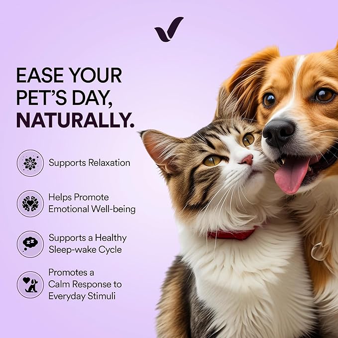 Calming Oral Strips for Dogs & Cats | Fast Acting Pet Anxiety Relief with L-Theanine, Chamomile, Tryptophan & Melatonin Behavioral Support for Travel, Fireworks, Thunderstorms 30 Oral Strips