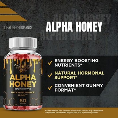 Alpha Honey Gummies, Official AlphaHoney Supplement Gummy - Maximum Strength, All Natural Formula for Energy, Stamina & Performance, Advanced Formula AlphaHoney Health Support Reviews (2 Pack)