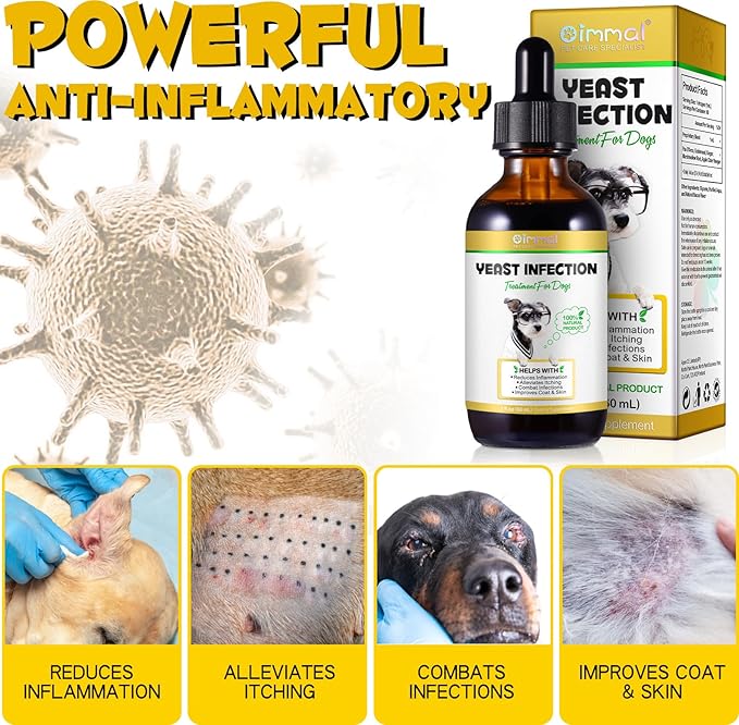 Yeast Infection Treatment for Dogs, Naturally Supports Dog Healthy Itch Relief, Ear Infection Treatment, Dogs Allergy Relief, Inflammation Relief & More,120ml (2pcs)