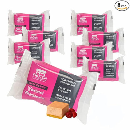 Low Carb Protein Cheesecake Bars | High Protein, Gluten-Free, Clean Ingredients Snack Bars (8, Raspberry)
