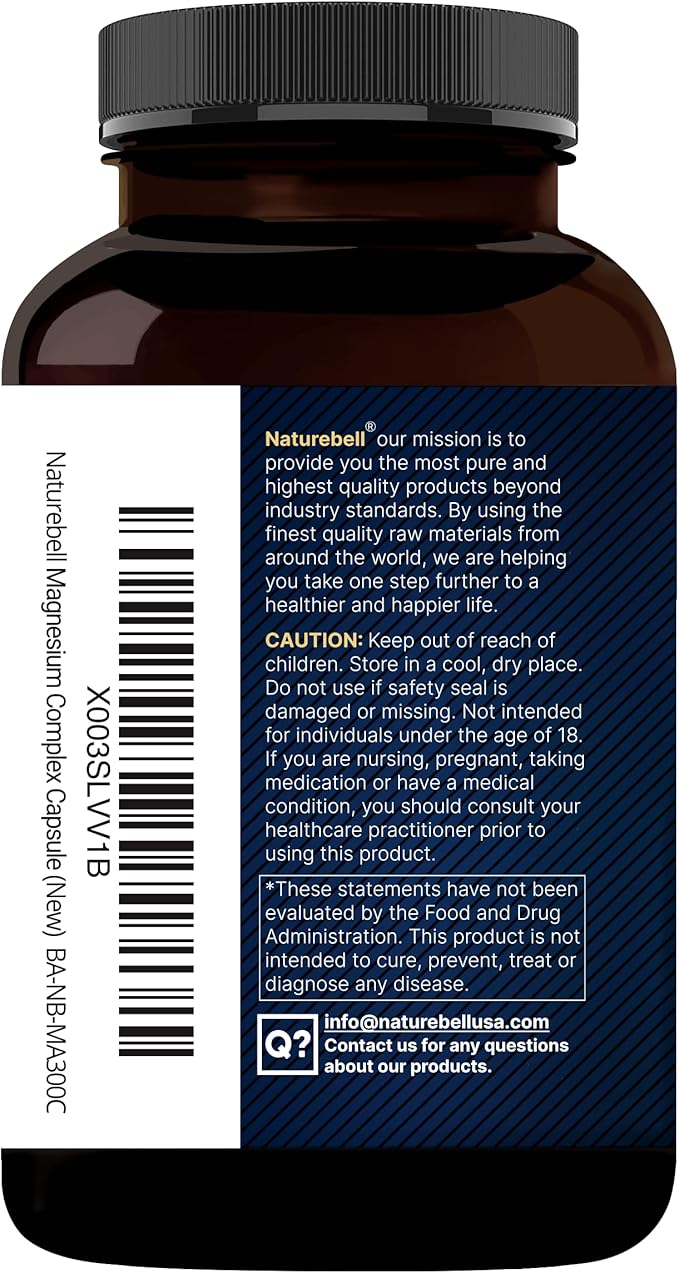 Magnesium Complex 500mg, 300 Capsules | 10-in-1 Magnesium Glycinate, Citrate, Malate & More | Chelated Form for Easy Absorption | Non-GMO