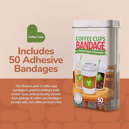 BioSwiss Bandages, Coffee Cup Shaped Self Adhesive Bandage Set, Latex Free, Sterile Wound Care, 50 Count