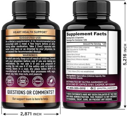 Beet Root 5-in-1 Complex Capsules - Healthy Blood Pressure Support Supplement** for Heart & Circulation Support - with Hawthorn Berry, Hibiscus & Garlic - for Men & Women - Made in USA, 240 Capsules