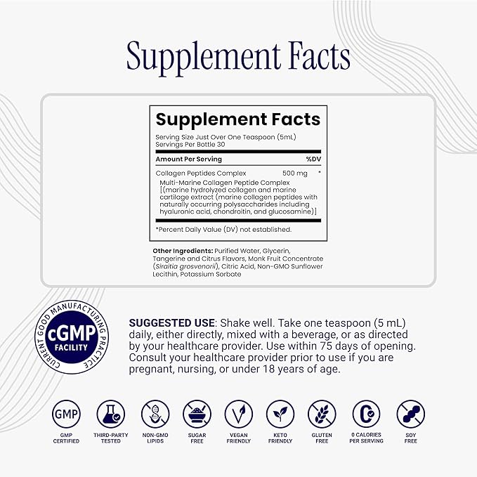 Rho Nutrition Liposomal Collagen Peptides - High-Absorption Liquid Collagen Supplement - Supports Skin Elasticity, Joint Health, and Overall Vitality for Healthy Aging, 5 fl oz