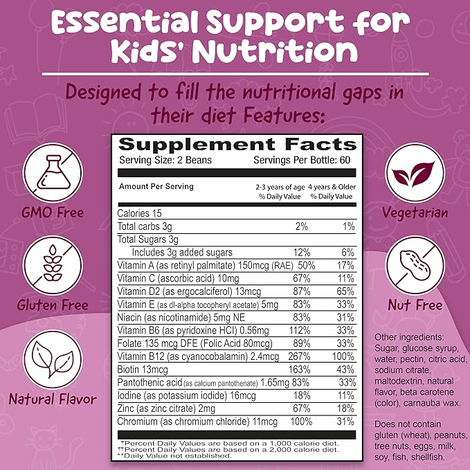 Kids Multivitamin Gummies – Tasty Berry-Flavored Zinc Gummies for Children & Adults – Vegetarian, Gluten-Free & Nut-Free Kids Vitamins Multivitamin – 120 Count (60 Day Supply)