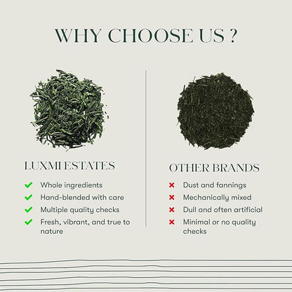 Luxmi Estates Japanese Sencha Green Tea 50g/1.76oz (25 Cups)|Authentic First Flush Sencha Loose Leaf|Mild Rich & Refreshing