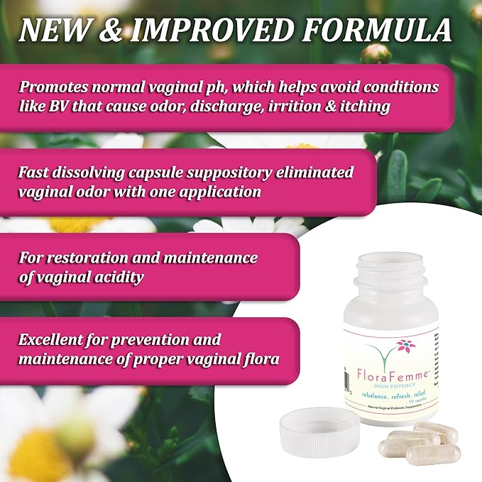 pH Vaginal Probiotics Suppository - Supports pH Balance of Yeast & Bacteria for Feminine Freshness. Supports Restoration of Healthy Vaginal Flora & Vaginal Odor Management