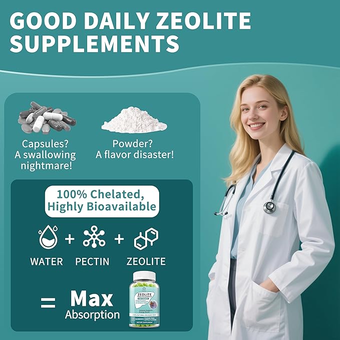(2 Pack) Zeolite Gummies for Women - Zeolite Supplement with Milk Thistle, Chlorella, Vitamin B12 & D3 - Supports Heavy Metal, Immune Health, Natural Metabolism, Energy & Clear Skin