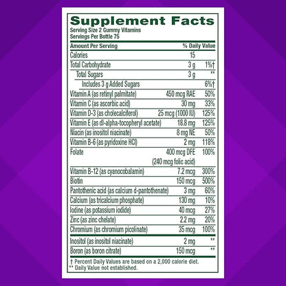 Vitafusion Womens Multivitamin Gummies, Berry Flavored Daily Vitamins for Women with Vitamins A, C, D, E, B-6 and B-12, 150 Count, 75 Day Supply, 150 Count