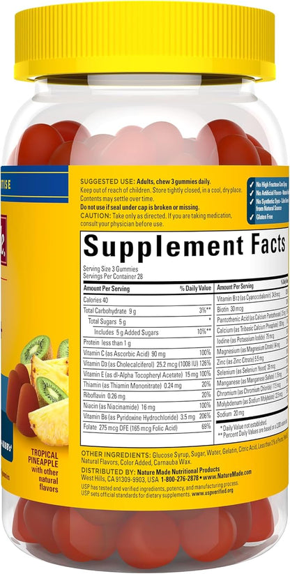 Nature Made Advanced Multivitamin Gummies 50 + for Him, Mens Multivitamins Gummies with Magnesium Citrate, Vitamin D3, Zinc, All 8 B Vitamins, 84 Multi Vitamins, 28 Day Supply,(Pack of 2)