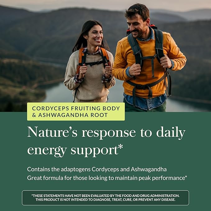 Gaia Herbs Adaptogen Performance - Energy Support Supplement with Ingredients Traditionally Used to Help Sustain Endurance & Stamina* - with Cordyceps & Ashwagandha - 60 Vegan Capsules (60 Servings)
