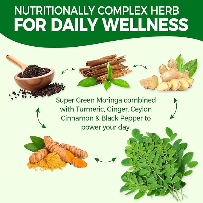 Moringa Gummies for Women Men w/Probiotic Turmeric Ginger Ceylon Cinnamon, Sugar Free, Organic Moringa Powder Capsules Alternatives, Pure Moringa Leaves Green Superfood Supplement - Vegan, 120Cts