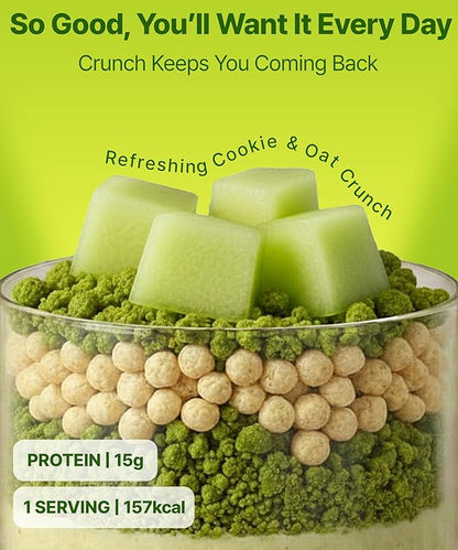 Melon Protein Shake, 15g Protein & 7g High Fiber, Low Sugar, Keto-Friendly Meal Replacement powder with Cookie Crunch & Oat Crunch Balls (7 Packs, 1.41 oz Each)