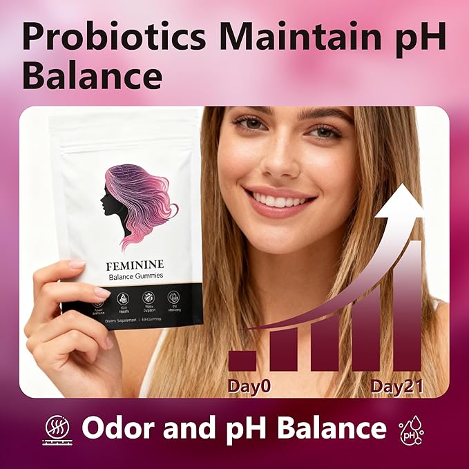 Feminine Balance Gummies, Premium Feminine Balance Gummies, Vegan Hawaiian Pineapple, Vaginal Health Support, Gluten-Free, 60 Gummies (1)