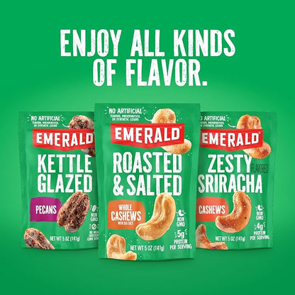Emerald Nuts Mixed Nuts Variety Pack 18ct (2-Pack), 100-Calorie Individual Packs, Features Dry Roasted Almonds, Natural Almonds & Walnuts, and Roasted & Salted Cashews