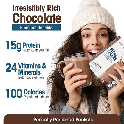 WonderSlim Meal Replacement Shake, Chocolate Cream, 15g Protein, 24 Vitamins & Minerals, Gluten Free (7ct)