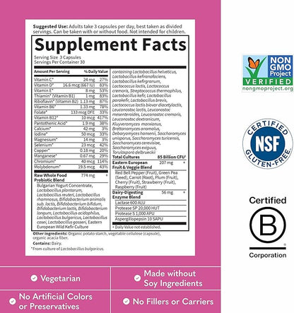 Garden of Life Raw Probiotics Women 50 & Wiser - 85 Billion Live Cultures - Probiotic Supplement with Bulgarian Yogurt & Eastern Europe Wild Kefir Culture - 90 Vegetarian Capsules