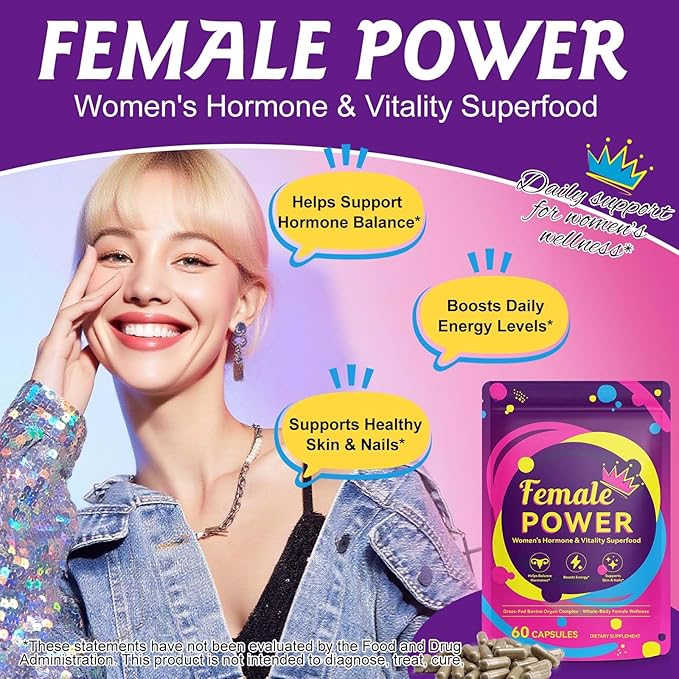 Beef Organ Supplement for Women, Natural Grass Fed Beef Liver Capsules, Hormone Balance for Women, for Support Balance Hormones, Energy, & More and Menstrual Cycle,Skin Care-60 Capsules