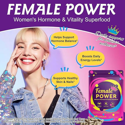 Beef Organ Supplement for Women - Hormone Balance & Stress Relief Supplement, Supports Skin & Nails, 100% Grass-Fed Beef Organ Capsules(Liver, Kidney, Heart, & 3 More), Non-GMO, 60Pc