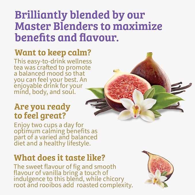Twinings Superblends Adaptogens Calm with Ashwagandha Fig & Vanilla Flavoured Herbal Tea Caffeine-Free, 18 Tea Bags (Pack of 2), Enjoy Hot or Iced