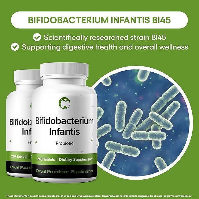 Bifidobacterium Infantis Probiotic Supplement 240 Tablets 3 Billion CFU Probiotics for Men & Women Supports Intestinal Digestive & Gut Health (240, Bifidobacterium Infantis)