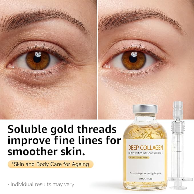 Deep Collagen Serum Silk Peptide Ampoule, Korean Anti Aging Serum for Face with Collagen & Peptide, Moisturizesmproves Elasticity (1.18 Fl.oz / 35ml)