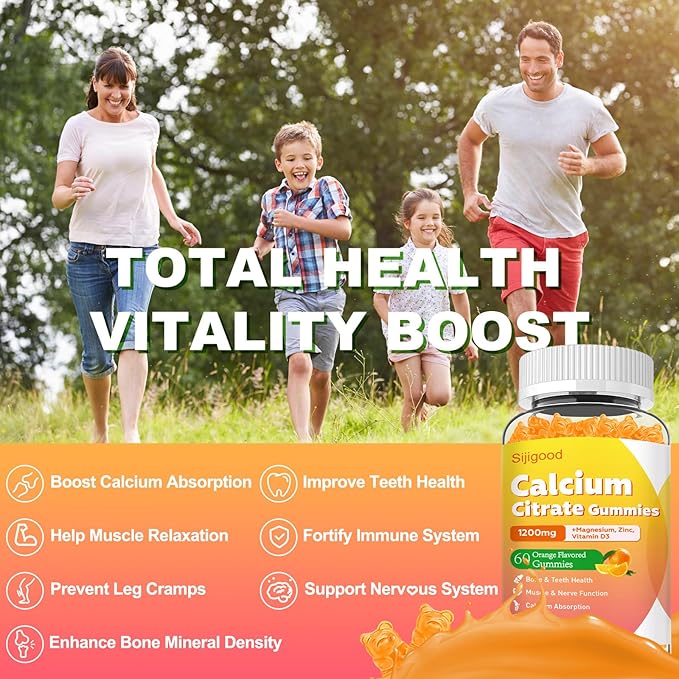 2 Pack Calcium Citrate Gummies, Calcium Supplements for Women & Men, High Absorption Calcium Gummies with Vitamin D3, Magnesium & Zinc for Muscle, Bone & Immune Support, Orange Flavor