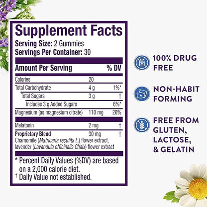 ZzzQuil Pure Zzzs + Magnesium, Sleep Aid, Magnesium Citrate and Melatonin Gummies, Melatonin 2mg, Sleep Aids for Adults, Mixed Berry Flavored, 60 Sleep Gummies