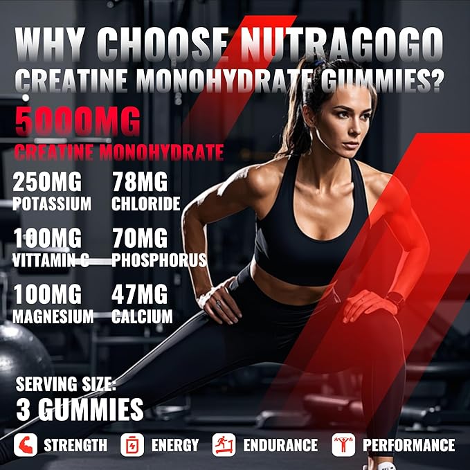 NSF Certified Creatine Gummy - Creatine Monohydrate Gummies for Men & Women-5g of Creatine Monohydrate per Serving - Sugar Free,Vegan, Strawberry Electrolyte Chews, 135 Count