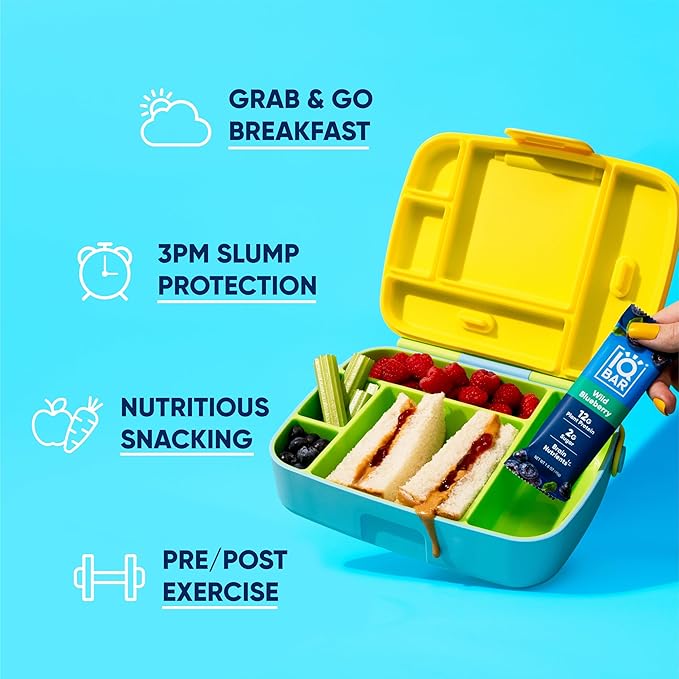 IQBAR Clean Plant Protein Bars - Wild Blueberry - 24 Count - Keto, Vegan, High Fiber, Gluten and Dairy Free, Low Sugar Snack - Brain and Body Nutrients for Focus, Energy, Meal Replacement