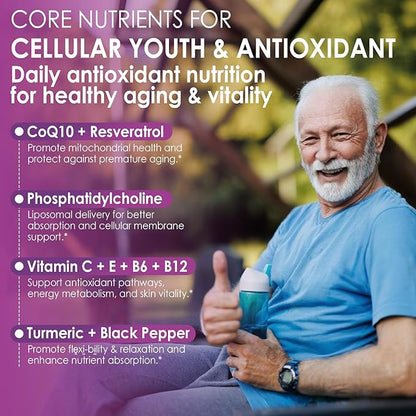 Melatonin 100mg for Antioxidant & Cognitive Health, Ultra High Dose Melatonin with CoQ10, Turmeric, Trans-Resveratrol, Vitamin B12 C E for Brain Anti-Aging, Cellular Repair and Energy, 75 Softgels