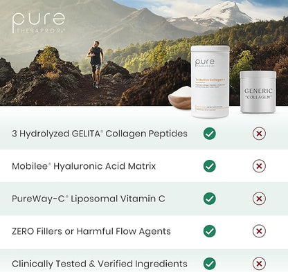 Pure Therapro Rx TriActive Collagen Plus, Collagen Powder for Hair, Skin, Nails, Bones & Joints, Hydrolyzed Collagen Powder w/Patented Peptides, Unflavored Multi Collagen Protein Powder, 30 Servings