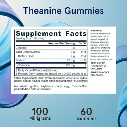 Jarrow Formulas® Theanine 100 mg Gummies, Dietary Supplement That Promotes Calmness, 60 Apple-Flavored Gummies, 60 Day Supply