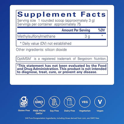 Pure Encapsulations MSM Powder | Hypoallergenic Supplement Supports Joint, Immune, and Respiratory Health | 8 Ounces