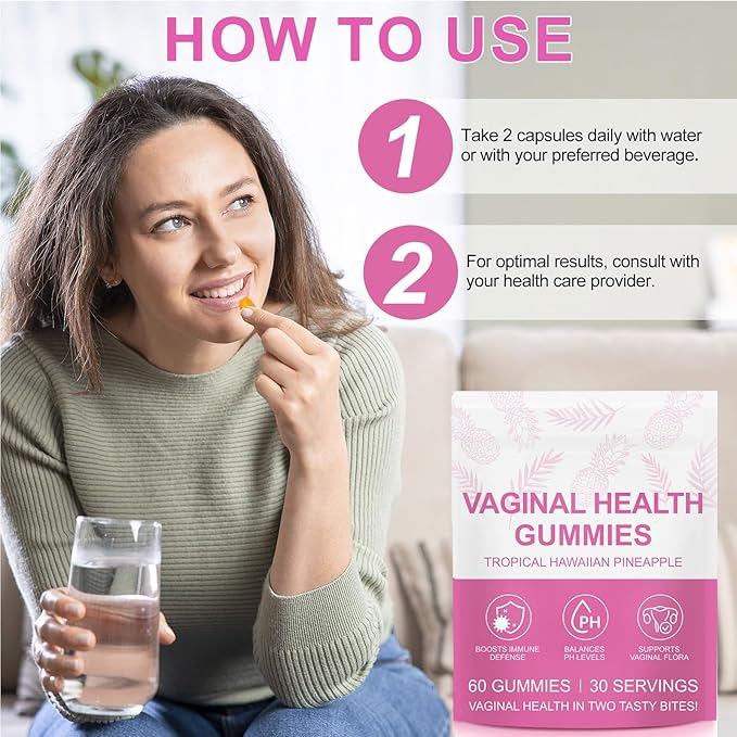 Vaginal Probiotics for Women, PH Balance Gummies, Probiotics for Women Vaginigal Health, Support Healthy Odor, Yeast Balance & Flora, Vaginal Health Supplement (60 Count (Pack of 2))