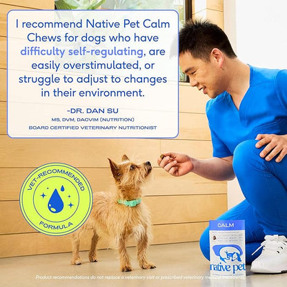 Native Pet Calming Chews for Dogs XL Breed - Promotes Calming Effect, Supports Emotional Balance & Reduces Hyperactivity - Hemp Seed, Melatonin for Dogs, L-Theanine & Casein - 30 Days Supply