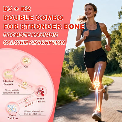 Sugar Free Vitamin D3 K2 Gummies - Vitamin D Gummies with VD3, VK2, 7 Essential Vitamins - Supports Bone, Muscle, Teeth & Immune - Vegan, Non-GMO, Strawberry Flavor, 120 Count
